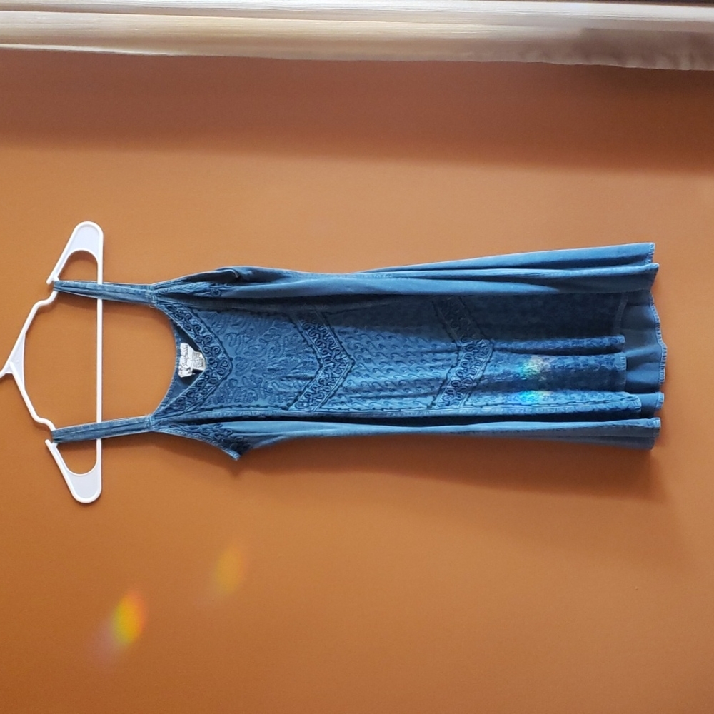 Blue embroidered dress